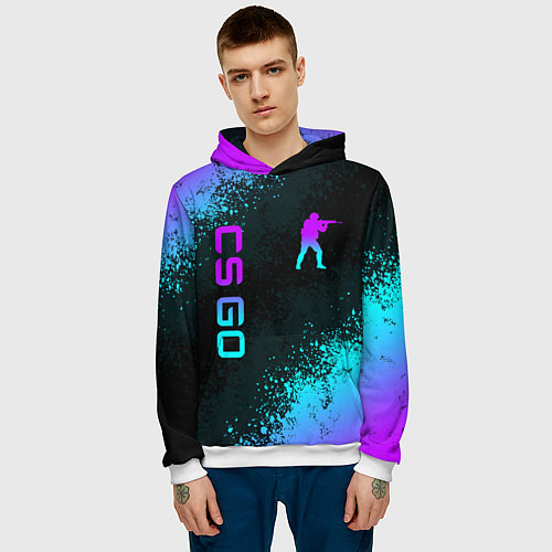 Мужская толстовка CS GO NEON SYMBOL STYLE SKIN КС ГО НЕОН / 3D-Белый – фото 3