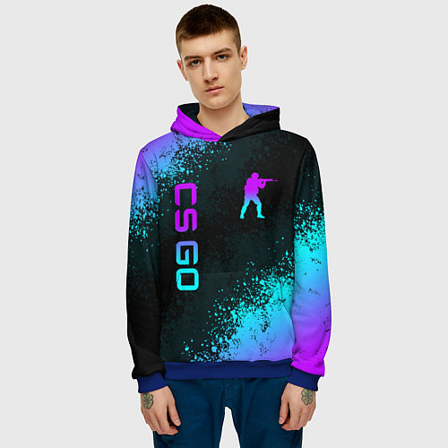 Мужская толстовка CS GO NEON SYMBOL STYLE SKIN КС ГО НЕОН / 3D-Синий – фото 3