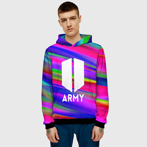 Мужская толстовка BTS ARMY RAIBOW / 3D-Черный – фото 3