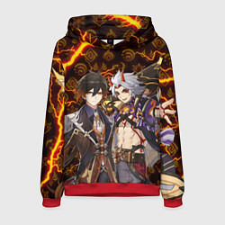 Толстовка-худи мужская ЧЖУН ЛИ И ИТТО АРАТАКИ ГЕНШИН ИМПАКТ GENSHIN IMPAC, цвет: 3D-красный