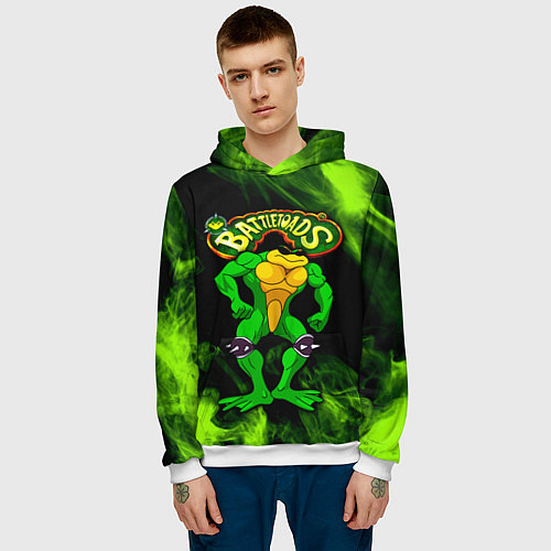 Мужская толстовка Battletoads Rash / 3D-Белый – фото 3