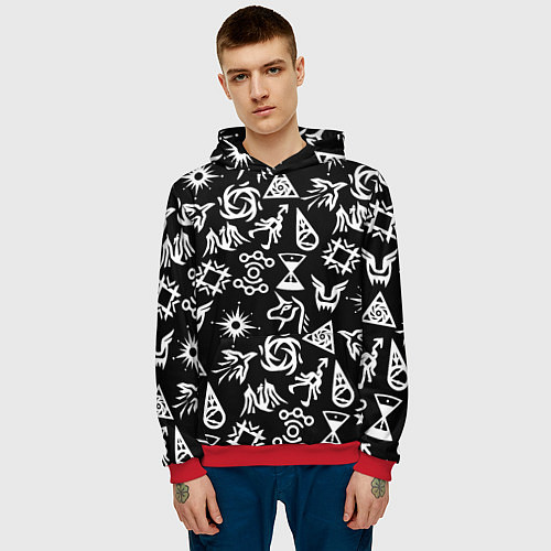 Мужская толстовка EXO BAND SYMBOL PATTERN WHITE K-POP / 3D-Красный – фото 3