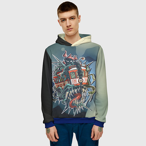 Мужская толстовка Трамвай Номер 13 Ужасы / 3D-Синий – фото 3