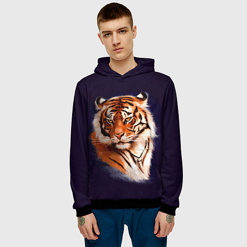 Мужская толстовка Грозный Тигр Символ 2022 Года Tiger Beast / 3D-Черный – фото 3