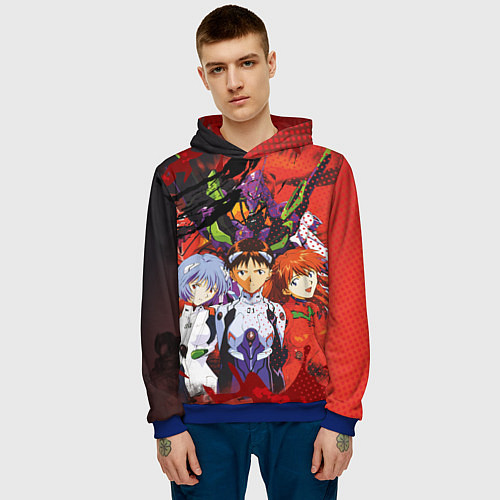 Мужская толстовка Евангелион, или сокращённо Ева / 3D-Синий – фото 3