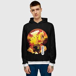 Толстовка-худи мужская Ренгоку Клинок рассекающий демонов, цвет: 3D-белый — фото 2