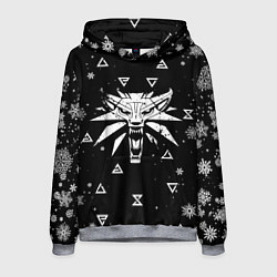 Толстовка-худи мужская ЧЁРНЫЙ СВИТЕР ВЕДЬМАК НОВОГОДНИЙ, цвет: 3D-меланж