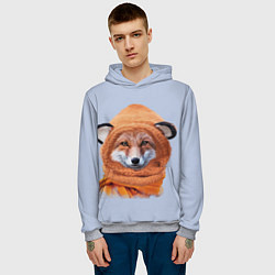 Толстовка-худи мужская Рыжий лис в шапке, цвет: 3D-меланж — фото 2