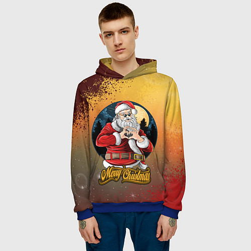 Мужская толстовка Santa love you / 3D-Синий – фото 3