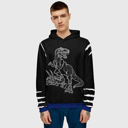 Мужская толстовка Тираннозавр Скелет / 3D-Синий – фото 3