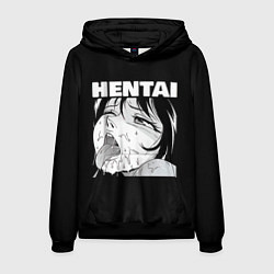 Толстовка-худи мужская HENTAI девочка ahegao, цвет: 3D-черный