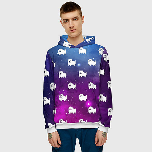 Мужская толстовка UNDERTALE DOGS PATTERN SPACE / 3D-Белый – фото 3