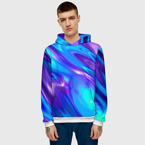 Мужская толстовка Neon Holographic / 3D-Белый – фото 3