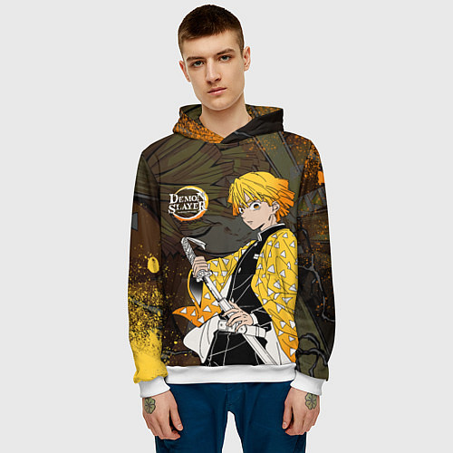 Мужская толстовка ТОМИОКА SLAYER КЛИНОК / 3D-Белый – фото 3