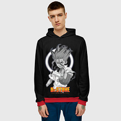 Толстовка-худи мужская Сенку с колбой - Доктор Стоун, цвет: 3D-красный — фото 2