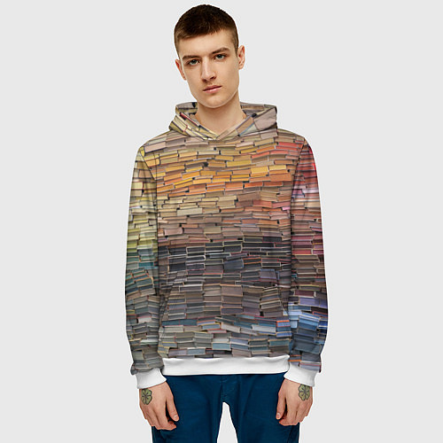Мужская толстовка Книжные кирпичики знаний / 3D-Белый – фото 3