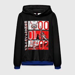 Толстовка-худи мужская Евангелион 00, 01 и 02, цвет: 3D-синий