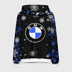 Толстовка-худи мужская НОВОГОДНИЙ БМВ НОВЫЙ ГОД BMW, цвет: 3D-белый
