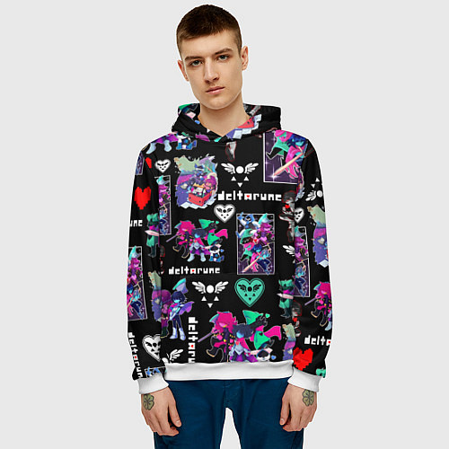 Мужская толстовка DELTARUNE PATTERN ART ГЕРОИ ДЕЛЬТАРУН / 3D-Белый – фото 3