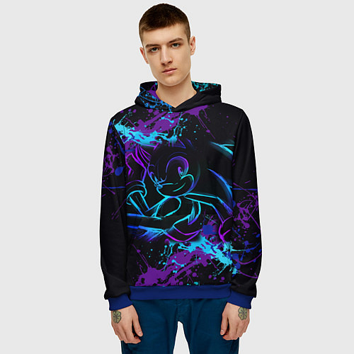 Мужская толстовка SONIC NEON СОНИК НЕОН / 3D-Синий – фото 3