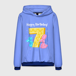 Толстовка-худи мужская Седьмой день рождения, цвет: 3D-синий