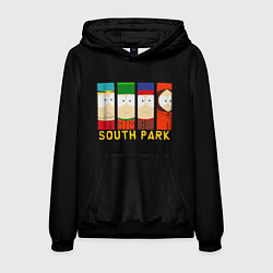 Толстовка-худи мужская South Park - Южный парк главные герои, цвет: 3D-черный