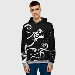 Толстовка-худи мужская ТАТУИРОВКА ДРАКЕНА WHITE AND BLACK, цвет: 3D-меланж — фото 2