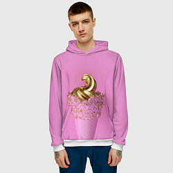 Толстовка-худи мужская Золотое мороженное, цвет: 3D-белый — фото 2