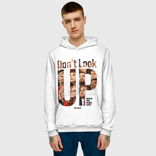 Мужская толстовка Dont look up - Не смотрите наверх / 3D-Белый – фото 3