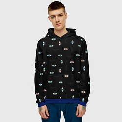 Толстовка-худи мужская Разноцветные глаза паттерн, цвет: 3D-синий — фото 2