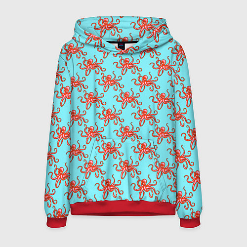Мужская толстовка Осьминог паттерн / 3D-Красный – фото 1