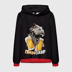Толстовка-худи мужская Пивозавр 1, цвет: 3D-красный