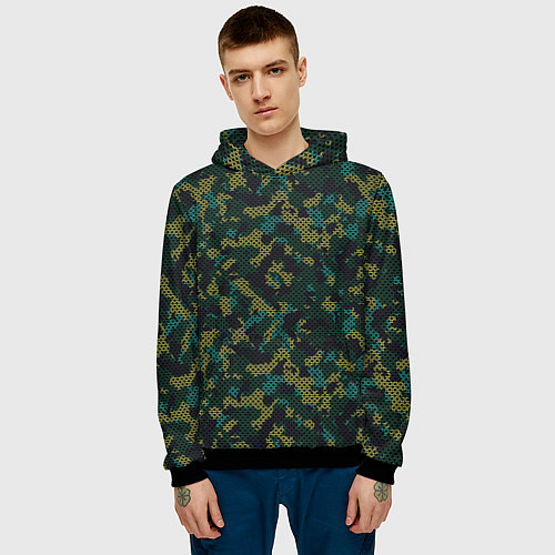 Мужская толстовка Модный камуфляж с холстовой сеткой / 3D-Черный – фото 3
