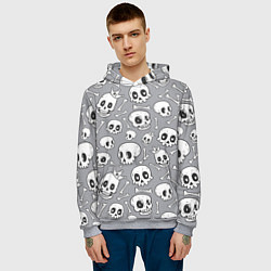 Толстовка-худи мужская Skulls & bones, цвет: 3D-меланж — фото 2