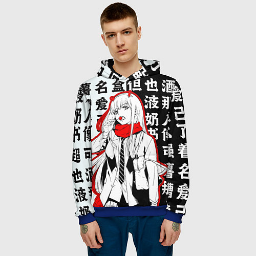 Мужская толстовка ZERO TWO с чупачупсом на Иероглифах Любимый во фра / 3D-Синий – фото 3