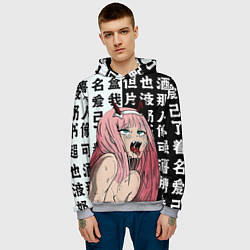 Толстовка-худи мужская AHEGAO ZERO TWO Зеро ту ахегао, цвет: 3D-меланж — фото 2