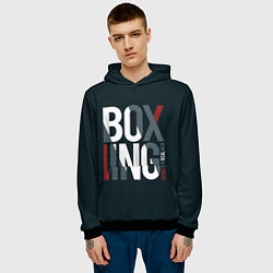 Толстовка-худи мужская Бокс - Boxing, цвет: 3D-черный — фото 2