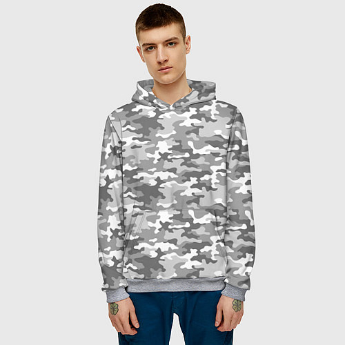 Мужская толстовка Серый Военный Камуфляж / 3D-Меланж – фото 3