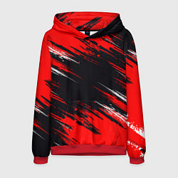Толстовка-худи мужская БЕЛО-КРАСНАЯ КРАСКА, цвет: 3D-красный