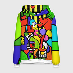 Толстовка-худи мужская Romero Britto - love you, цвет: 3D-белый