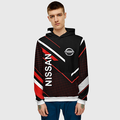 Мужская толстовка NISSAN, НИССАН ГЕОМЕТРИЯ / 3D-Белый – фото 3
