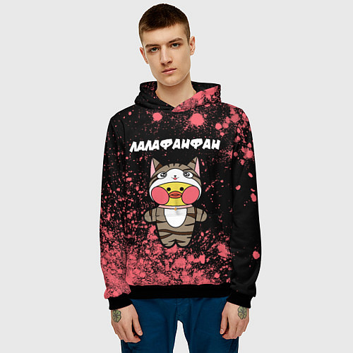 Мужская толстовка ЛАЛАФАНФАН - КОТИК Краски / 3D-Черный – фото 3