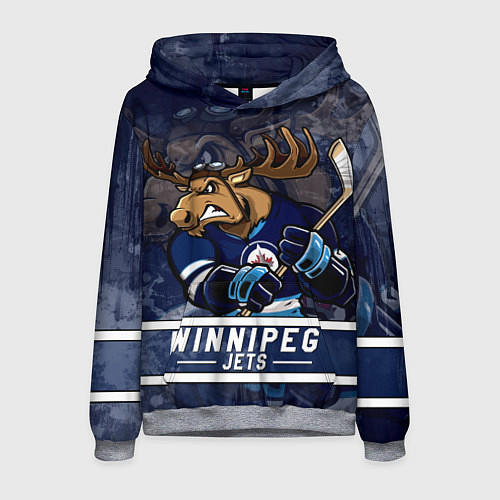 Мужская толстовка Виннипег Джетс, Winnipeg Jets Маскот / 3D-Меланж – фото 1