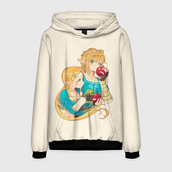 Толстовка-худи мужская Линк и Зельда с яблоками, цвет: 3D-черный