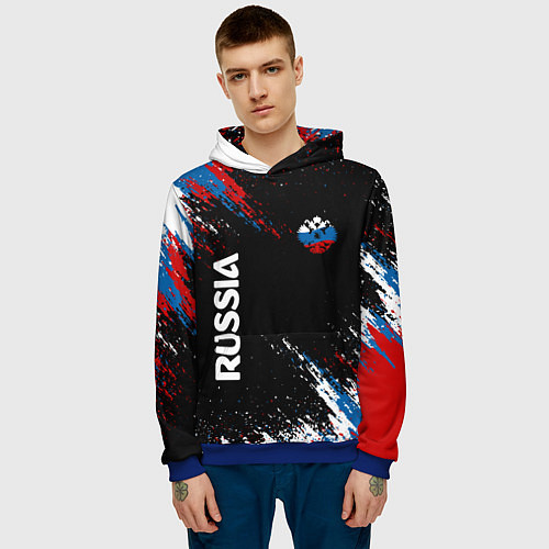 Мужская толстовка Russia Штрихи в цвет Флага / 3D-Синий – фото 3