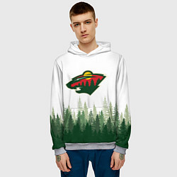 Толстовка-худи мужская Minnesota Wild, Миннесота Уайлд Лес, цвет: 3D-меланж — фото 2