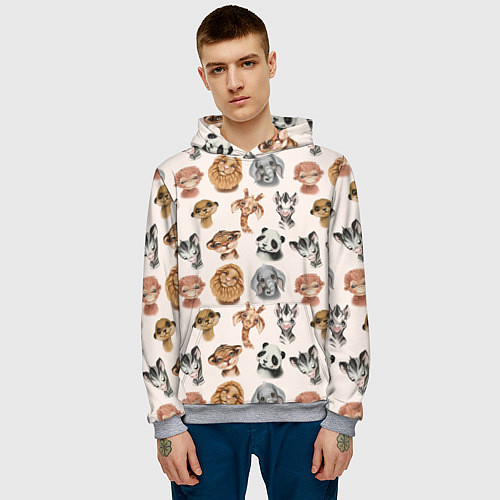 Мужская толстовка Милые дикие животные / 3D-Меланж – фото 3