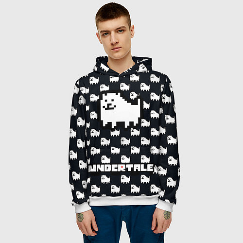 Мужская толстовка UNDERTALE DOG AND LOGO УНДЕРТАЛЕ / 3D-Белый – фото 3