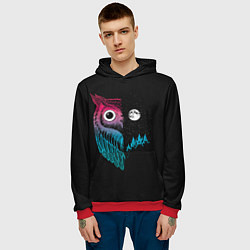 Толстовка-худи мужская Ночная сова Градиент, цвет: 3D-красный — фото 2