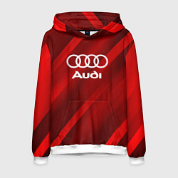 Толстовка-худи мужская Audi red полосы, цвет: 3D-белый